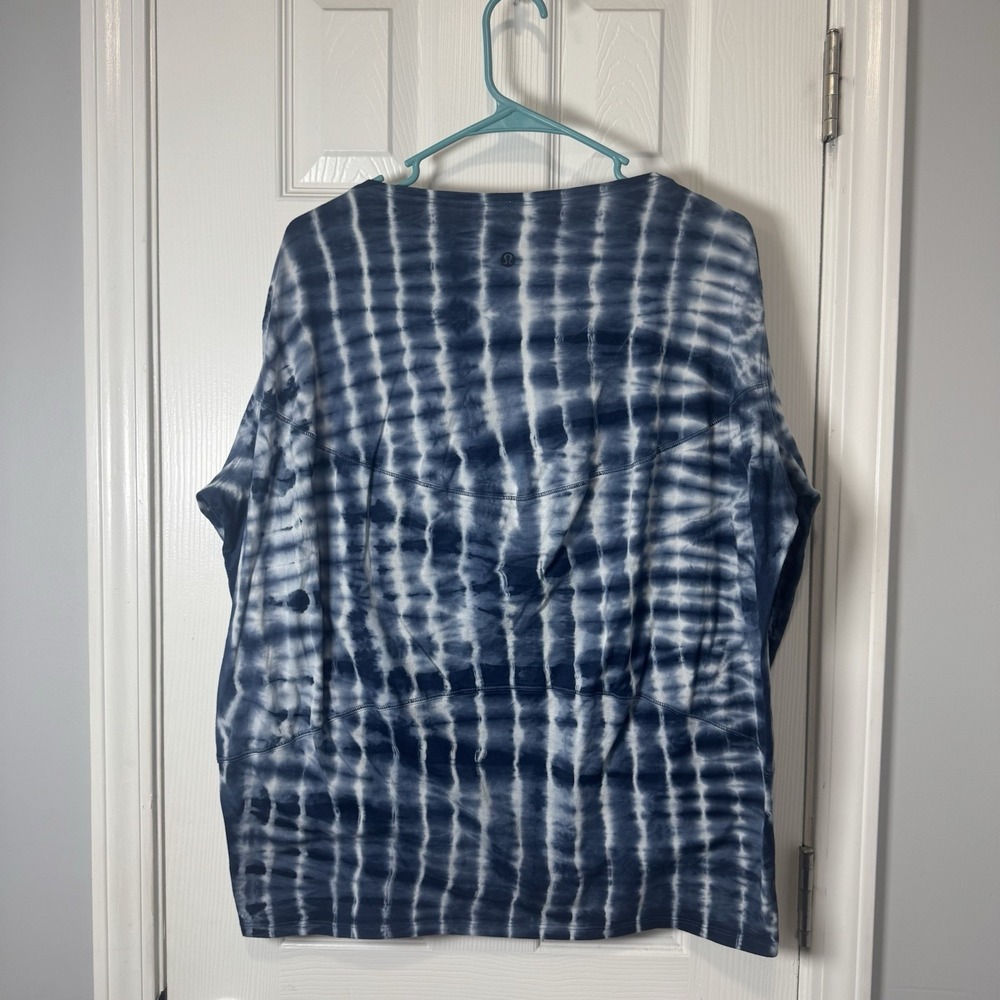 Lululemon Back In Action Long Sleeve Shirt Shibori Square Ocean Air True Navy XL